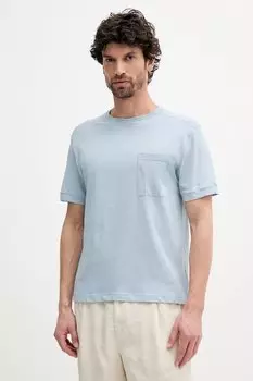 Футболка с добавлением льна United Colors Of Benetton, синий