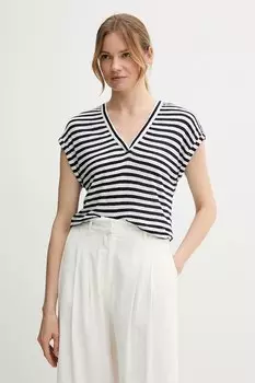 Футболка с добавлением льна United Colors Of Benetton, темно-синий