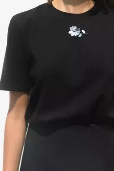 Футболка с драгоценным цветком ZARA, черный