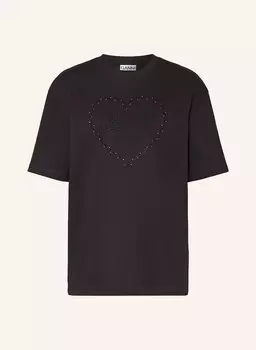 Футболка с драгоценными камнями Ganni, черный