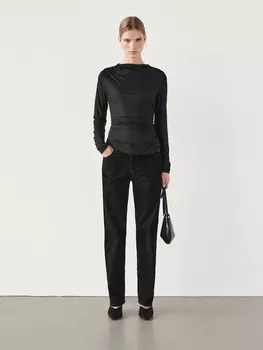 Футболка с драпировкой Massimo Dutti, черный