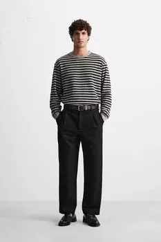 Футболка с двойной текстурой ZARA, черный/зеленый