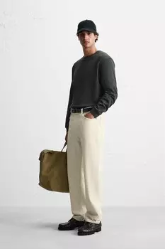 Футболка с двойной текстурой ZARA, темно-зеленый