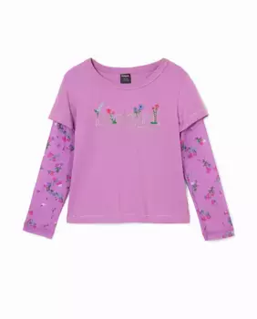 Футболка с двойным рукавом для девочки с цветами Desigual, красный