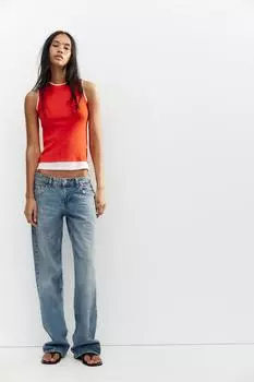 Футболка с двухслойным эффектом ZARA, цвет Intense red