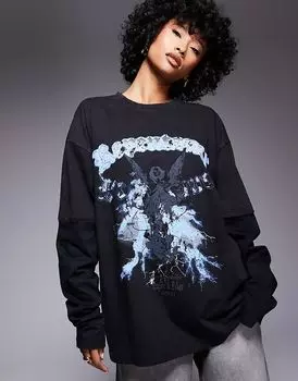 Футболка с двухслойным мотивом черного цвета Liquor N Poker