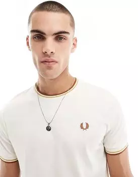 Футболка с двумя краями в оттенке белого цвета Fred Perry