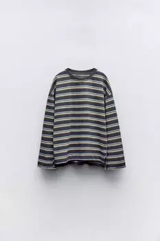Футболка с двумя полосами ZARA, антрацитово-серый
