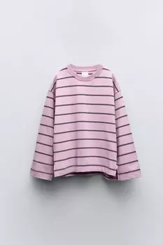 Футболка с двумя полосами ZARA, розовый