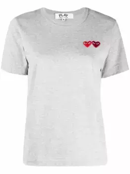 Футболка с двумя сердечками Comme Des Garons Play, серый