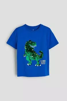 Футболка с двусторонними пайетками H&M, синий