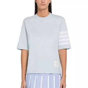 Футболка с джерси 4 Bar Stripes THOM BROWNE, светло-голубой