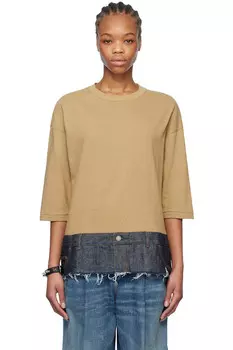 Футболка с джинсовым принтом Undercover, бежевый