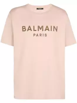 Футболка с фактурным логотипом BALMAIN, нейтральный