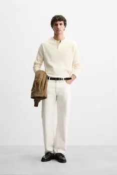 Футболка с фактурой в рубчик ZARA, экрю