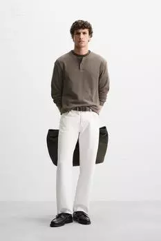 Футболка с фактурой в рубчик ZARA, кэмел