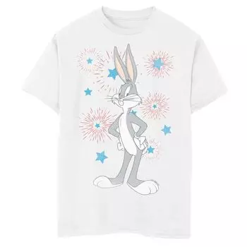 Футболка с фейерверком «Четвертое июля» для мальчиков 8–20 лет «Looney Tunes Bugs Bunny Americana» Licensed Character