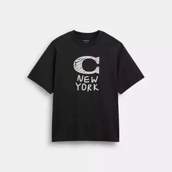 Футболка с фирменной надписью Coach Outlet, черный