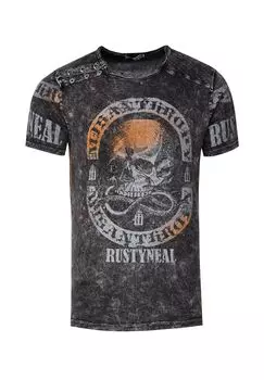 Футболка с фирменным принтом RUSTY NEAL, антарцитовый