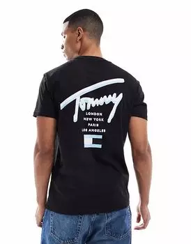 Футболка с фирменным принтом Tommy Jeans черного цвета