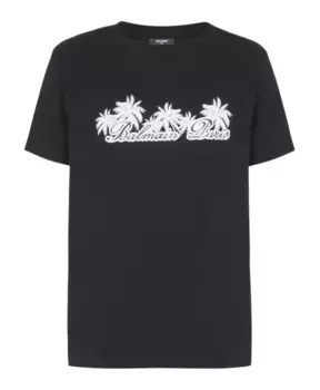 Футболка с фирменным принтом в виде пальмы Balmain, черный