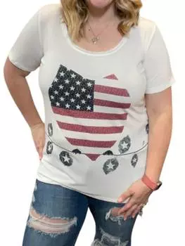 Футболка с флагом США, цвет: белый POL