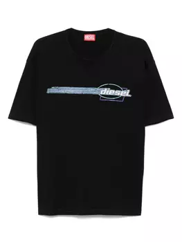 Футболка с флокированным логотипом Diesel, черный