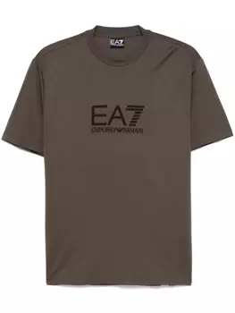 Футболка с флокированным логотипом Ea7 Emporio Armani, коричневый