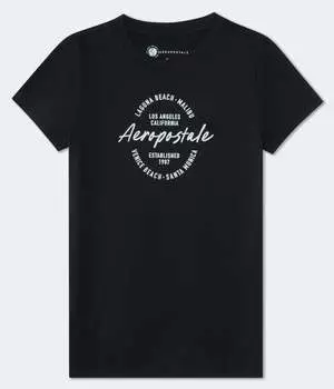 Футболка с флокированным рисунком Aeropostale Los Angeles, черный