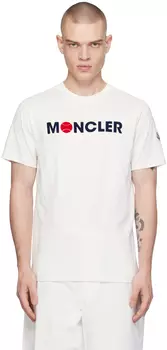 Футболка с флокированным узором цвета «Off-White» Moncler, Silk white