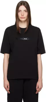 Футболка с флокированным узором Moncler, черный