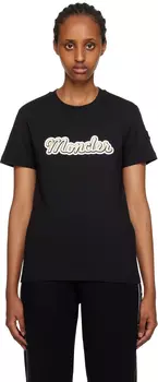 Футболка с флокированным узором Moncler, черный