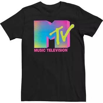 Футболка с флуоресцентным логотипом Big & Tall MTV Licensed Character, черный