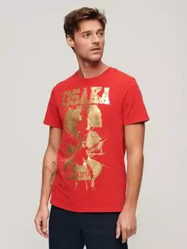 Футболка с фольгированным принтом Osaka 6 Superdry, риск красный