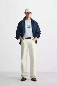 Футболка с фотографическим принтом ZARA, небесно-голубой