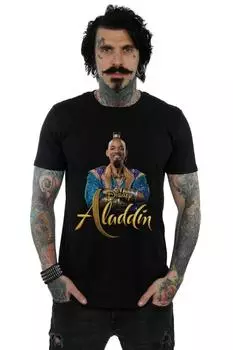 Футболка с фотографией Aladdin Movie Genie Disney, черный