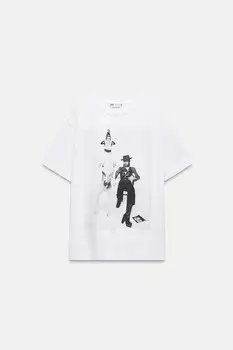 Футболка с фотографией дэвида боуи ZARA, белый