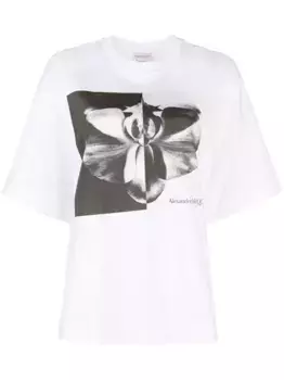 Футболка с фотопринтом Orchid Alexander McQueen, белый