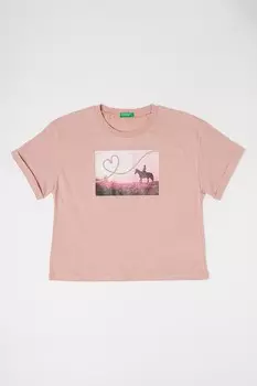 Футболка с фотопринтом United Colors Of Benetton, розовый
