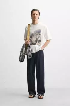 Футболка с фотопринтом ZARA, белый