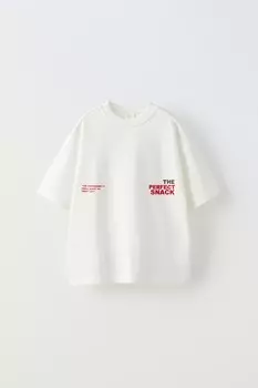 Футболка с фруктовым принтом ZARA, экрю