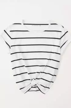 Футболка с галстуком спереди и полосатым узором Abercrombie & Fitch, черный