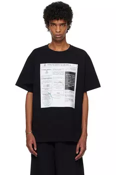 Футболка с газетным принтом Mm6 Maison Margiela, черный