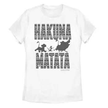 Футболка с геометрическим силуэтом Hakuna Matata для юниоров Lion King Licensed Character, белый