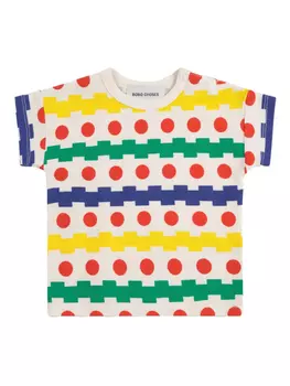 Футболка с геометрическим узором Bobo Choses, белый