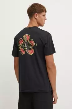 Футболка с гибискусом в стиле поп-музыки Quiksilver, черный