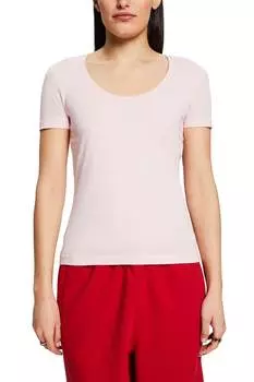 Футболка с глубоким овальным вырезом Esprit, розовый