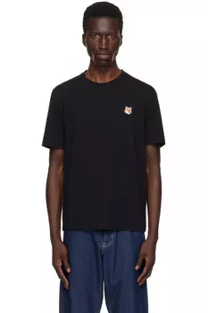 Футболка с головой лисы Maison Kitsun, черный