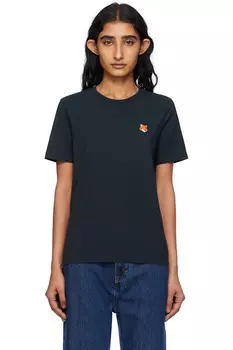 Футболка с головой лисы Maison Kitsun, синий