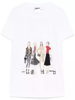 Футболка с городским принтом DKNY, белый